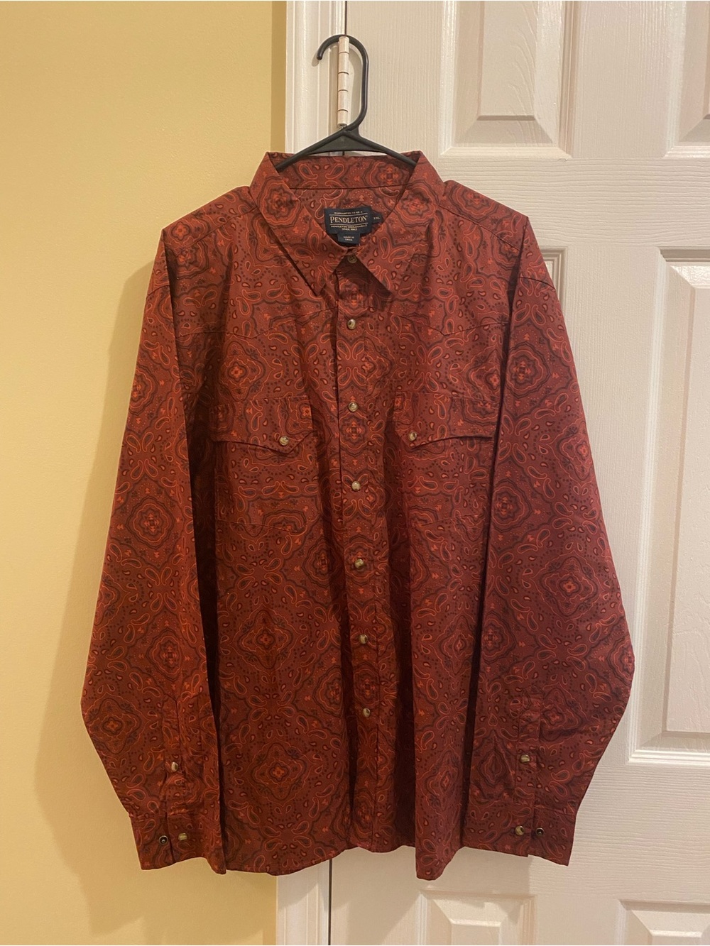 NWT Pendleton Red & Burgundy Paisley Pearl Snap Western Shirt